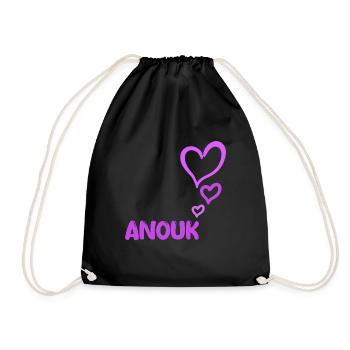 Geschenk für Anouk - Turnbeutel - Schwarz - Vorne