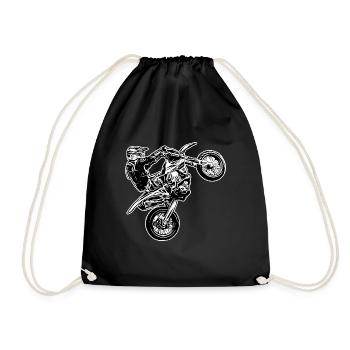 Supermoto / Supermotard / Supermoto Wheelie Biker - Drawstring Bag - black - Front