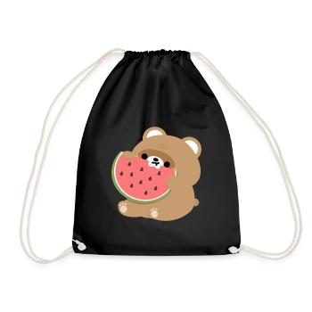 Beaver Watermelon - Drawstring Bag - black - Front