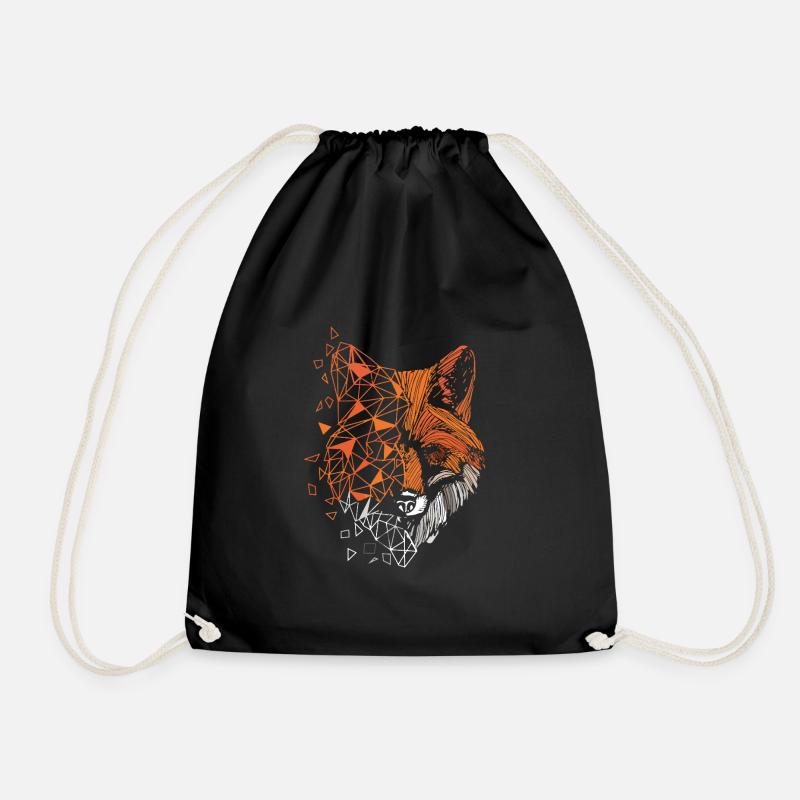 Fuchs Polygon Illustration - Turnbeutel - Schwarz