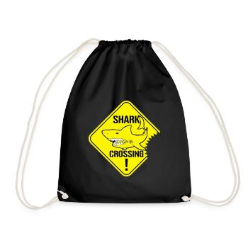Shark Crossing Warning Signs - Drawstring Bag - black - Front