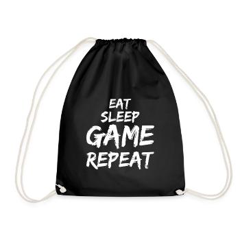 Eat Sleep Game Repeat Geschenk für Gamer - Drawstring Bag - black - Front