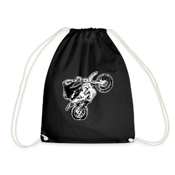 Supermoto / Supermotard / Supermoto Wheelie Biker - Drawstring Bag - black - Front