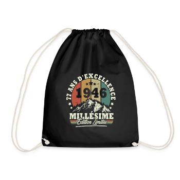 Millésime 1946, Cadeau D'anniversaire 77 Ans - Sac de sport léger - noir - Devant
