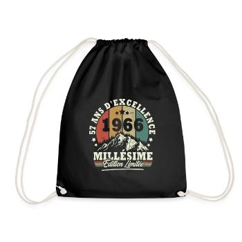 Millésime 1966, Cadeau D'anniversaire 57 Ans - Sac de sport léger - noir - Devant