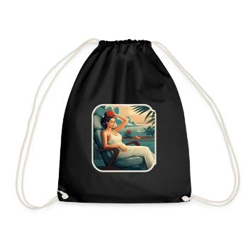 Vacation Relaxation Woman - Drawstring Bag - black - Front