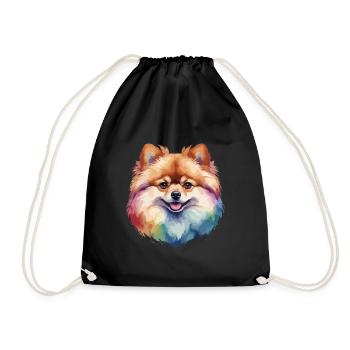 Pomeranian Dog Colorful and Cute - Drawstring Bag - black - Front
