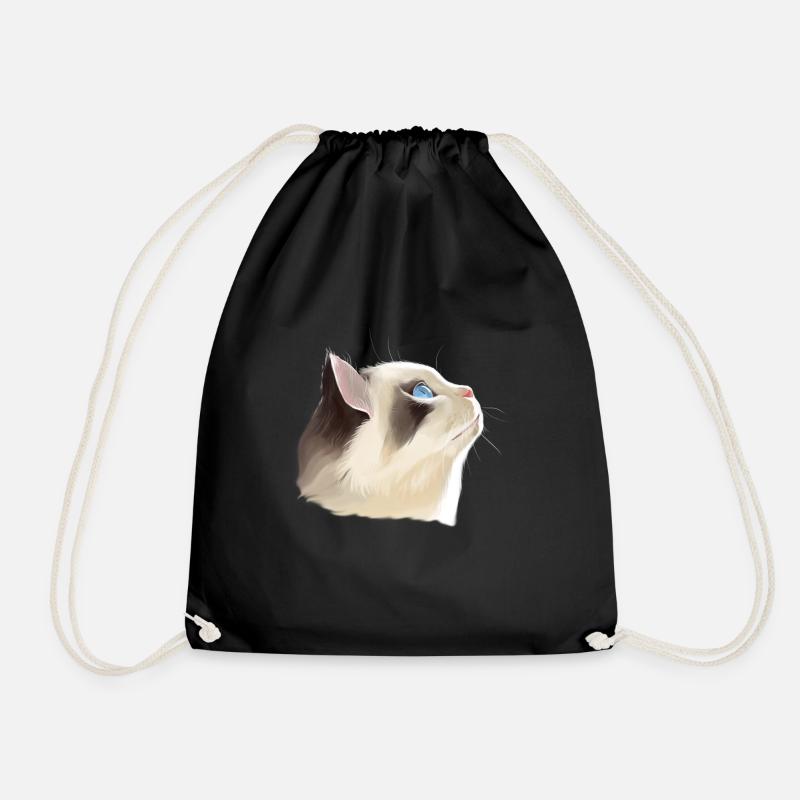 Hochschauende Katze - Turnbeutel - Schwarz