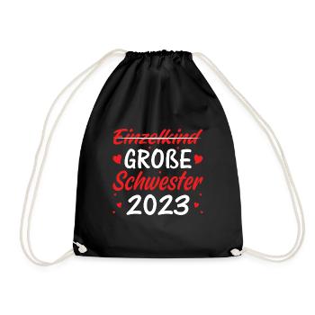 Einzelkind Große Schwester 2023 - Turnbeutel - Schwarz - Vorne