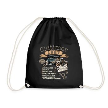Oldtimer Motiv 1967 Jahrgang Geburtstag Geschenk - Turnbeutel - Schwarz - Vorne