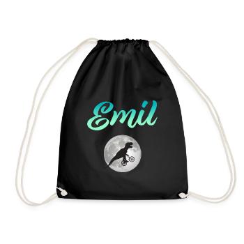 EMIL - Beautiful boy name with dinosaur - Drawstring Bag - black - Front