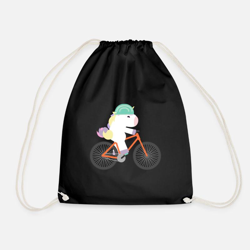 Unicorn Rides Bicycle - Drawstring Bag - black