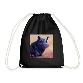 Venusha - The Cute Hippo - Drawstring Bag - black - Front