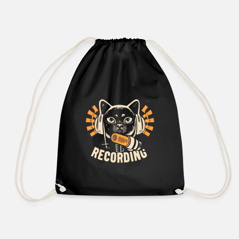 Katze Mikrofon Kopfhörer Podcast Design - Turnbeutel - Schwarz
