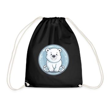 Süßer Eisbär im Cartoon-Stil - Turnbeutel - Schwarz - Vorne