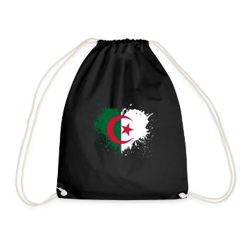 Coeur drapeau algerie - Sac de sport léger - noir - Devant