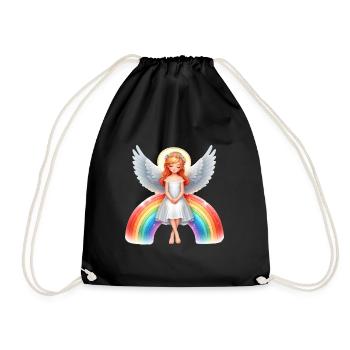 Engel sitzt auf Regenbogen - Turnbeutel - Schwarz - Vorne
