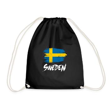 Sweden flag Sweden Swedish flag gift - Drawstring Bag - black - Front