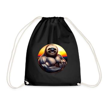 Muscular sloth in sunset - Drawstring Bag - black - Front