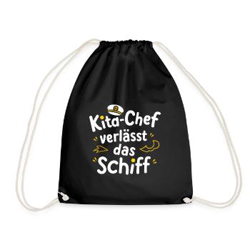 Kita-Chef Abschiedsgeschenk: Abgänger Einschulung - Turnbeutel - Schwarz - Vorne