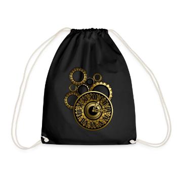Clock with clockwork - Drawstring Bag - black - Front