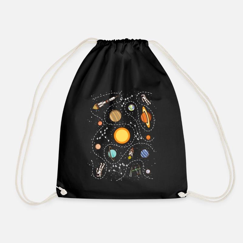 Space planet enthusiast - Drawstring Bag - black