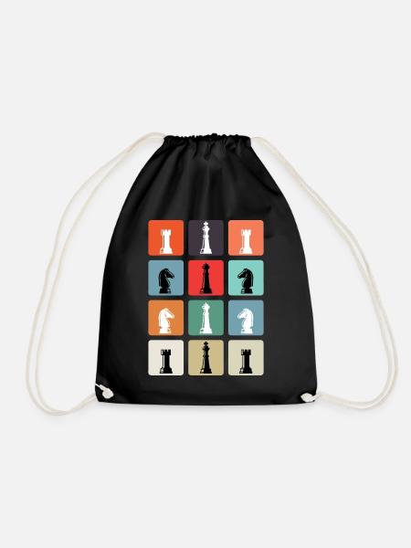 Chess Pieces Vintage - Drawstring Bag - black