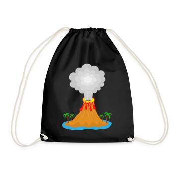 Volcano, eruption, volcanic island, lava, palm trees, mountain - Drawstring Bag - black - Front