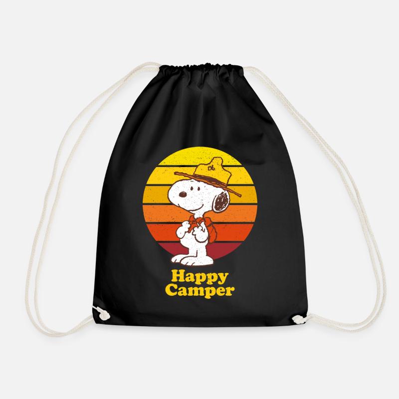Peanuts Snoopy Happy Camper - Drawstring Bag - black