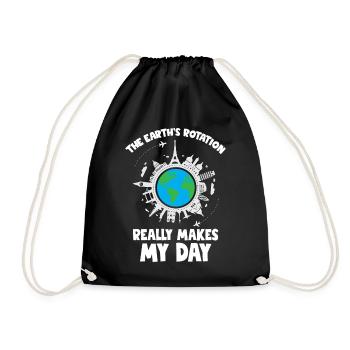 The Earth s rotation makes my day - Drawstring Bag - black - Front