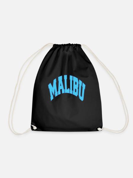 Blaues MALIBU California Sport T-Shirt - Turnbeutel - Schwarz