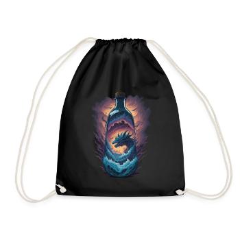 Drachen Flasche - Turnbeutel - Schwarz - Vorne