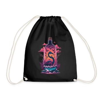 Flamingo Flasche - Turnbeutel - Schwarz - Vorne