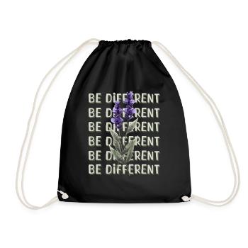 BE DIFFERENT – Lavender Flower Love Affirmations - Drawstring Bag - black - Front