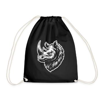 Woolly Rhinoceros Design – Cool, Soft and Original - Drawstring Bag - black - Front