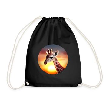 Jeune girafe au coucher du soleil - Sac de sport léger - noir - Devant