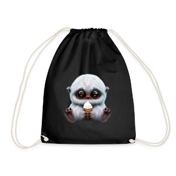 Yeti mit Softeis - Turnbeutel - Schwarz - Vorne