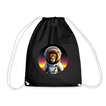 Astronaut Löwe im Sonnenuntergang - Turnbeutel - Schwarz - Vorne