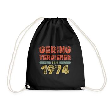 Born in 1974 - Drawstring Bag - black - Front