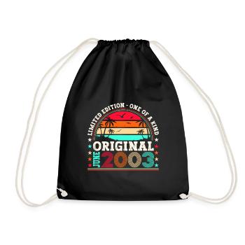 Original June 2003 19th Birthday Gift Men - Drawstring Bag - black - Front