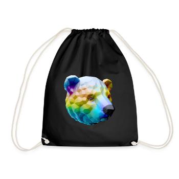 Colorful Polygon Bear - Drawstring Bag - black - Front