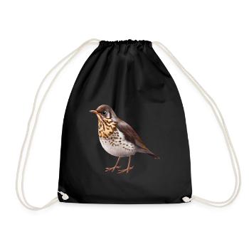 Thrush bird - Drawstring Bag - black - Front