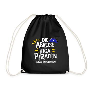 Kiga-Piraten Abreise Abschluss Kita Absolvent Gesc - Turnbeutel - Schwarz - Vorne