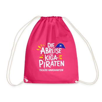 Kiga-Piraten Abreise Abschluss Kita Absolvent Gesc - Turnbeutel - Fuchsia - Vorne