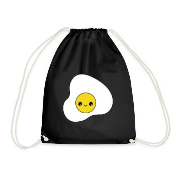 cute egg sunny side up, sweet fried egg - Drawstring Bag - black - Front