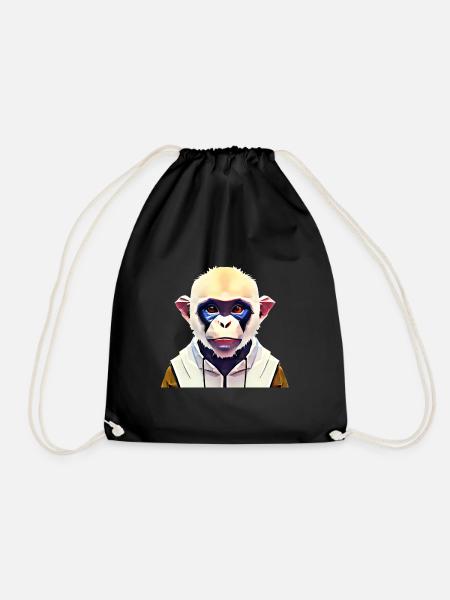 Polygon Monkey - Drawstring Bag - black