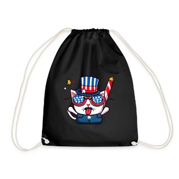 Tenue de chat patriotique du 4 juillet - Sac de sport léger - noir - Devant