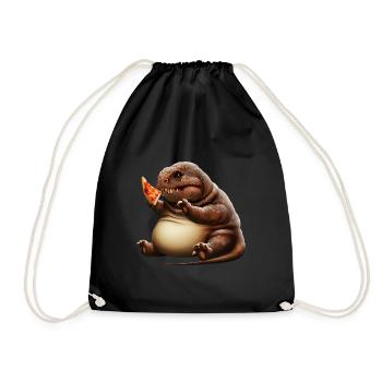 Pizza Loving Dinosaur - Drawstring Bag - black - Front