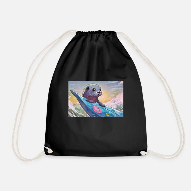 Surf Otti Blue - Drawstring Bag - black