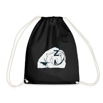 bear drawing zzz sleeps sleep hibernate 2703 o - Drawstring Bag - black - Front